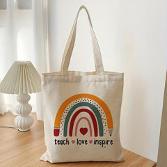 Colorful Pattern Canvas Shoulder Bag Lightweight Shopper Bag