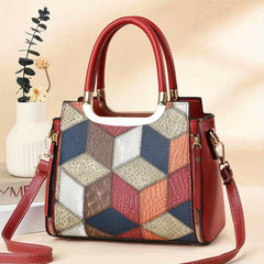 Crocodile Embossed Crossbody Bag Colorblock Satchel Purse