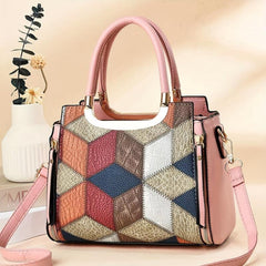 Crocodile Embossed Crossbody Bag Colorblock Satchel Purse