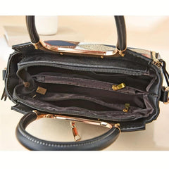 Crocodile Embossed Crossbody Bag Colorblock Satchel Purse