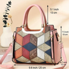 Crocodile Embossed Crossbody Bag Colorblock Satchel Purse