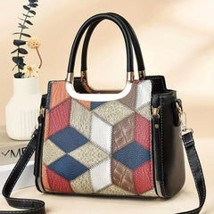 Crocodile Embossed Crossbody Bag Colorblock Satchel Purse