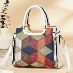 Crocodile Embossed Crossbody Bag Colorblock Satchel Purse