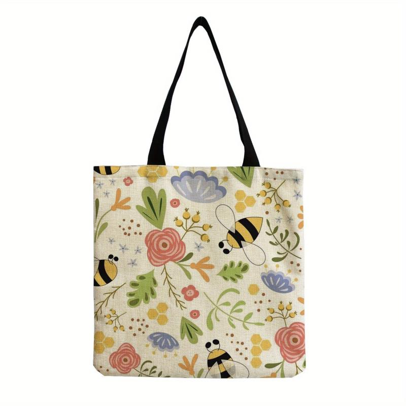 Bee Print Shoulder Bag Large Capacity Tote Bag Women's Handbag