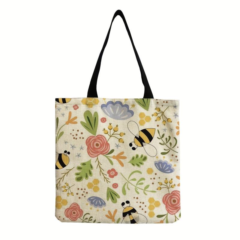 Bee Print Shoulder Bag Large Capacity Tote Bag Women's Handbag
