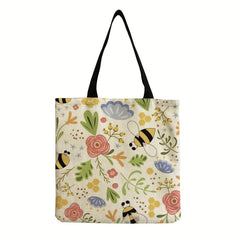 Bee Print Shoulder Bag Large Capacity Tote Bag Women's Handbag