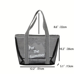 Large Capacity Mesh Beach Bag for Seaside Shopping and Travel