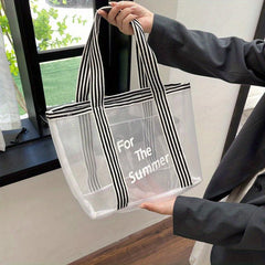 Large Capacity Mesh Beach Bag for Seaside Shopping and Travel