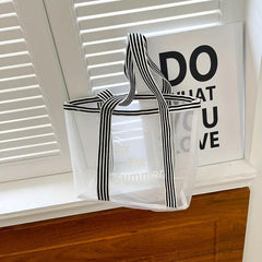 Large Capacity Mesh Beach Bag for Seaside Shopping and Travel