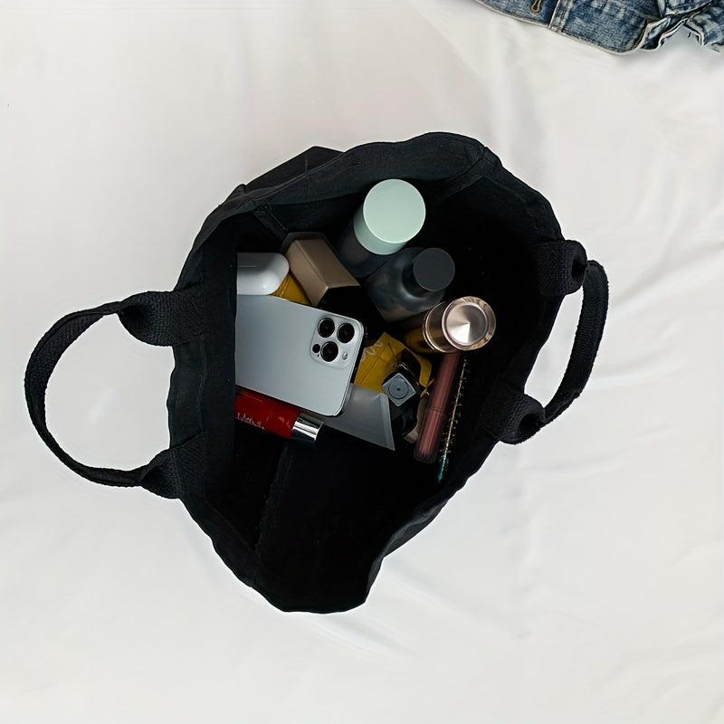 Letter Graphic Tote Bag Large Capacity Canvas Handbag