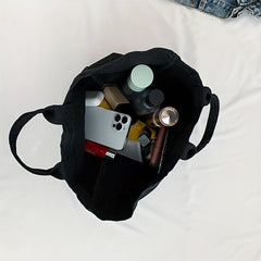 Letter Graphic Tote Bag Large Capacity Canvas Handbag