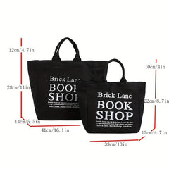 Letter Graphic Tote Bag Large Capacity Canvas Handbag