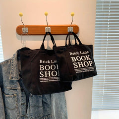 Letter Graphic Tote Bag Large Capacity Canvas Handbag