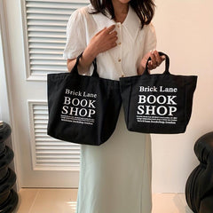 Letter Graphic Tote Bag Large Capacity Canvas Handbag