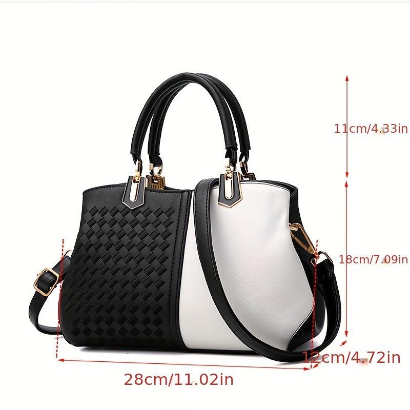 Colorblock Embroidery Crossbody Bag Top Handle Satchel Purses
