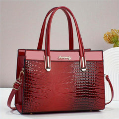Crocodile Pattern Tote Bag Large Satchel Purse Vegan Leather Handbag