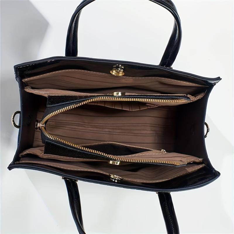 Crocodile Pattern Tote Bag Large Satchel Purse Vegan Leather Handbag
