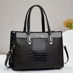 Crocodile Pattern Tote Bag Large Satchel Purse Vegan Leather Handbag