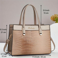 Crocodile Pattern Tote Bag Large Satchel Purse Vegan Leather Handbag