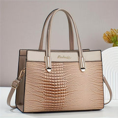 Crocodile Pattern Tote Bag Large Satchel Purse Vegan Leather Handbag