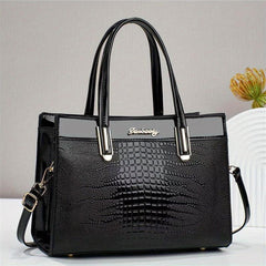 Crocodile Pattern Tote Bag Large Satchel Purse Vegan Leather Handbag