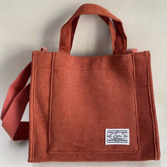 Corduroy Tote Bag Zipper Crossbody Bag
