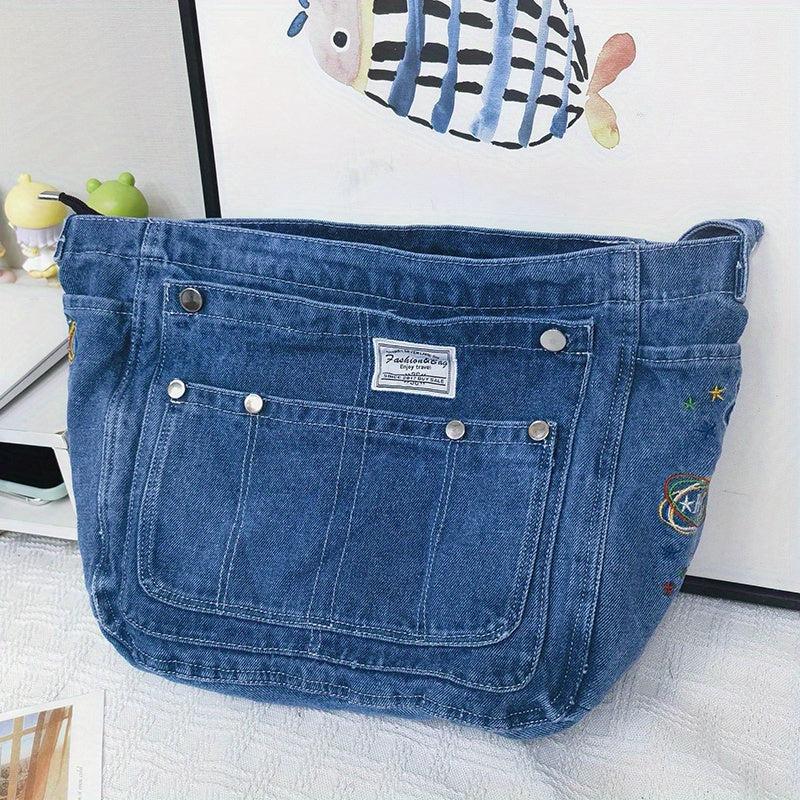 Stylish Denim Hobo Bag Crossbody Bag