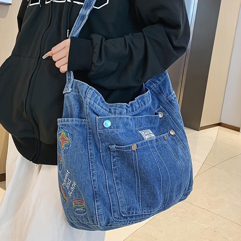 Stylish Denim Hobo Bag Crossbody Bag