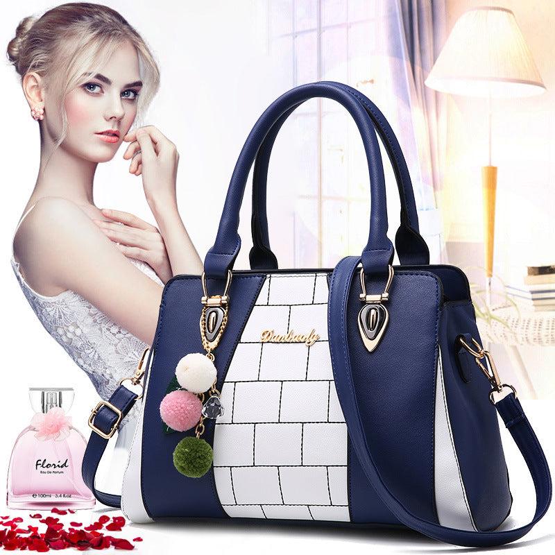 Pom Pom Decor Zipper Tote Bag PU Leather Handbag