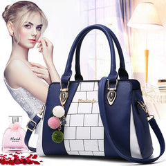 Pom Pom Decor Zipper Tote Bag PU Leather Handbag