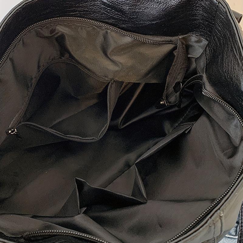 Classic PU Leather Tote Bag Large Capacity Zipper Handbag
