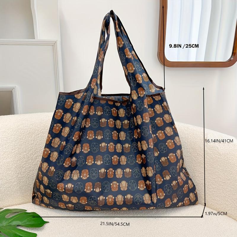 Monkey Pattern Folding Shopping Bag Reusable Grocery Bag Large Capacity