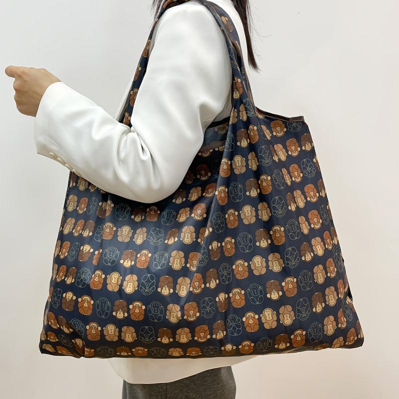 Monkey Pattern Folding Shopping Bag Reusable Grocery Bag Large Capacity