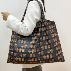 Monkey Pattern Folding Shopping Bag Reusable Grocery Bag Large Capacity