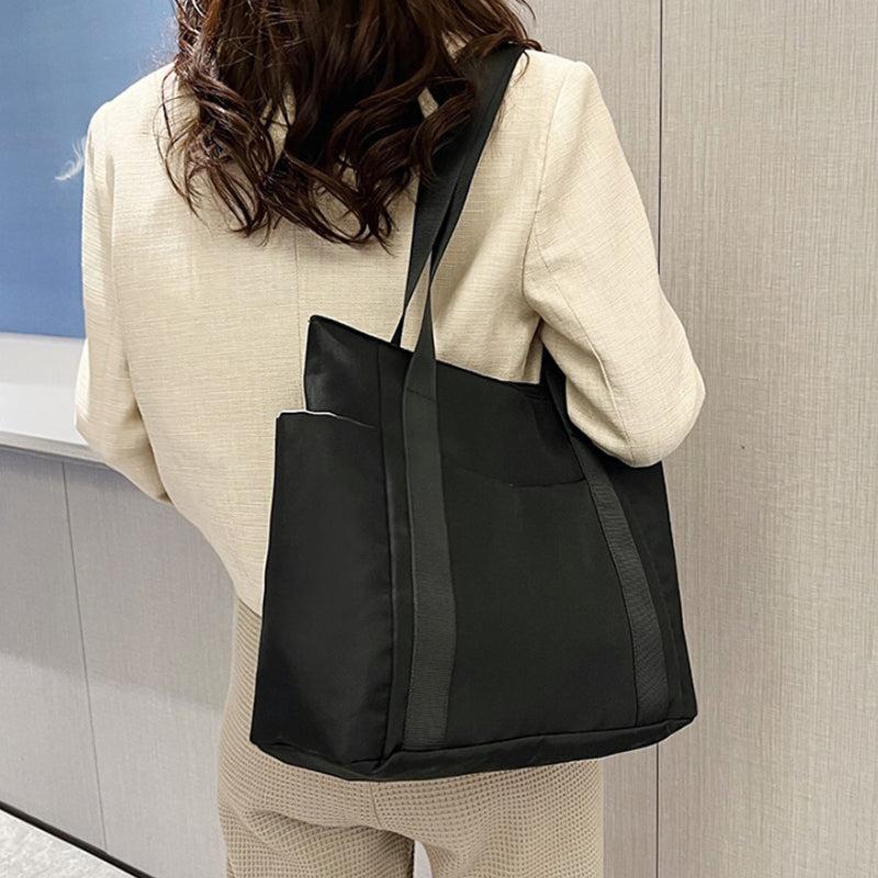 Large Capacity Nylon Tote Bag Pockets Shoulder Bag Versatile Handbag