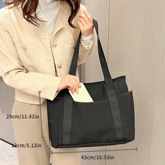 Large Capacity Nylon Tote Bag Pockets Shoulder Bag Versatile Handbag