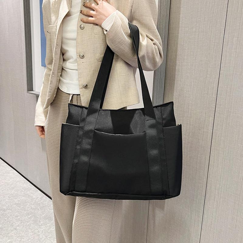 Large Capacity Nylon Tote Bag Pockets Shoulder Bag Versatile Handbag