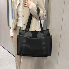 Large Capacity Nylon Tote Bag Pockets Shoulder Bag Versatile Handbag