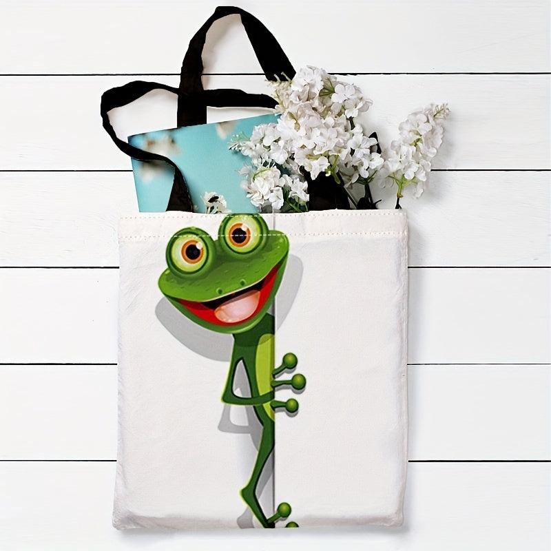 Frog Print Tote Bag Canvas Handbag Large Shopping Bag