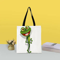 Frog Print Tote Bag Canvas Handbag Large Shopping Bag