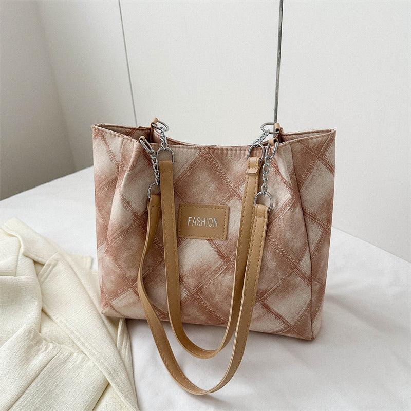 Vintage Plaid Pattern Tote Bag Large Capacity Shoulder Bag