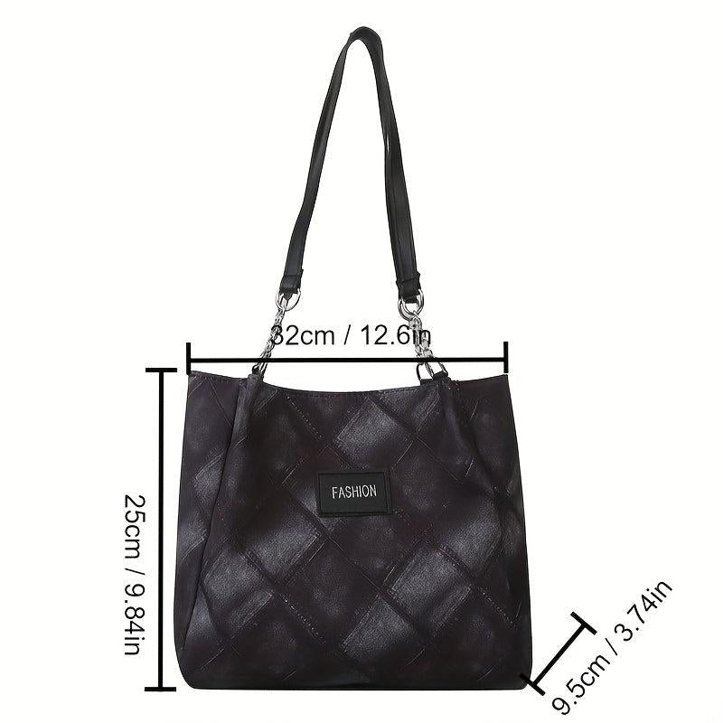 Vintage Plaid Pattern Tote Bag Large Capacity Shoulder Bag