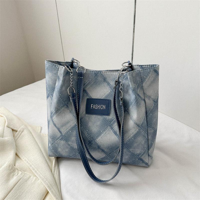 Vintage Plaid Pattern Tote Bag Large Capacity Shoulder Bag