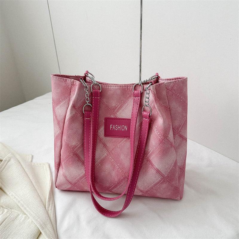 Vintage Plaid Pattern Tote Bag Large Capacity Shoulder Bag
