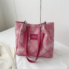 Vintage Plaid Pattern Tote Bag Large Capacity Shoulder Bag
