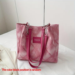 Vintage Plaid Pattern Tote Bag Large Capacity Shoulder Bag
