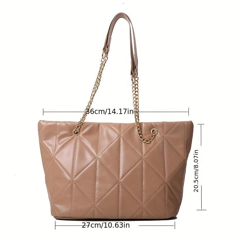 Argyle Quilted Tote Bag Chain Shoulder Handbag Large Capacity