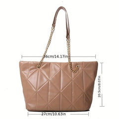 Argyle Quilted Tote Bag Chain Shoulder Handbag Large Capacity