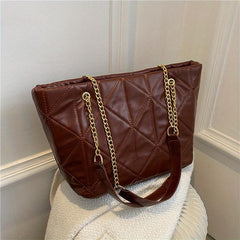 Argyle Quilted Tote Bag Chain Shoulder Handbag Large Capacity