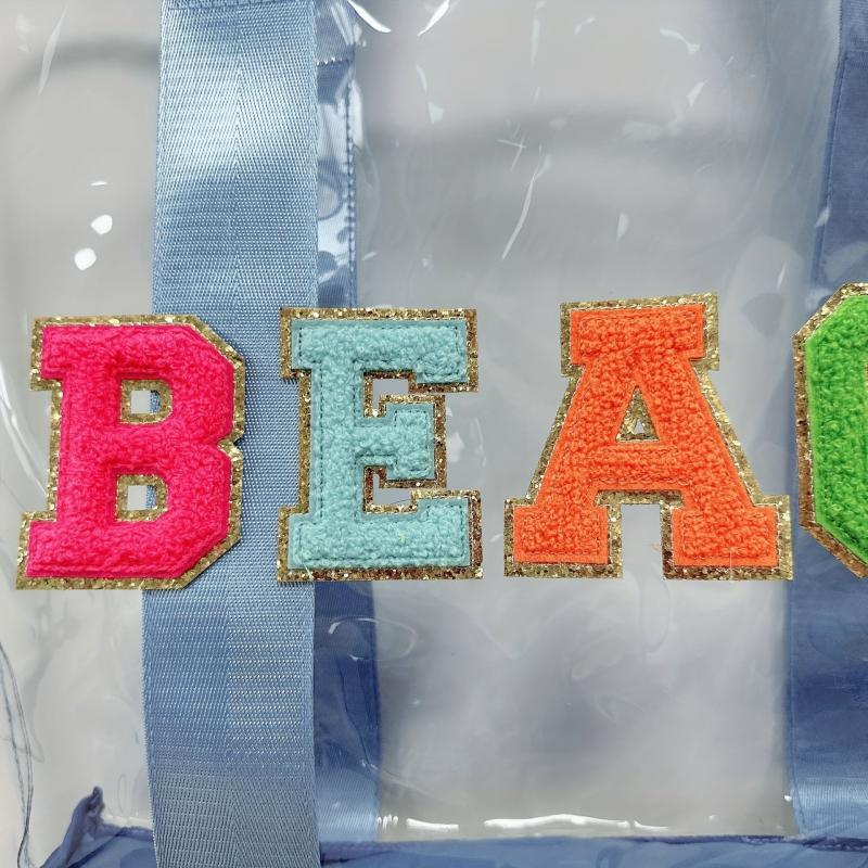 Chenille Letter Patch Bag All Match Transparent Tote Beach Bag